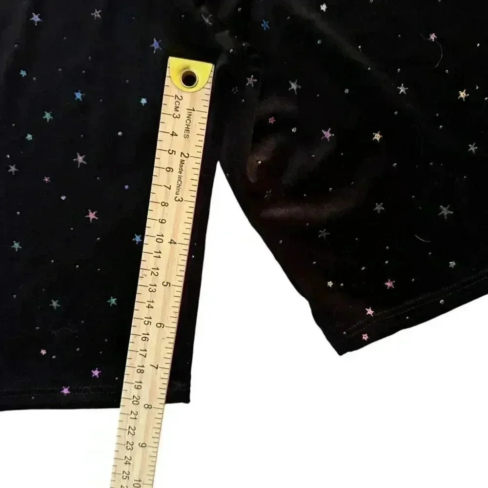 Wild Rich Kids Bikers Shorts Adult size Small black velvet w/metalic stars - Picture 4 of 6